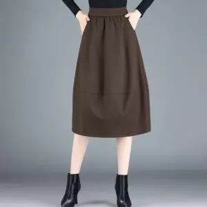 미니코코네 여자 정장 스커트 모직 A라인 가을과 겨울 슬림핏 꽃봉오리 미디 롱 블루머 DOS4