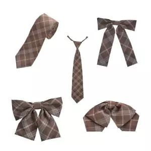 /교복몰 초코브라운 체크패턴 여자 넥타이 5종 교복 학생복