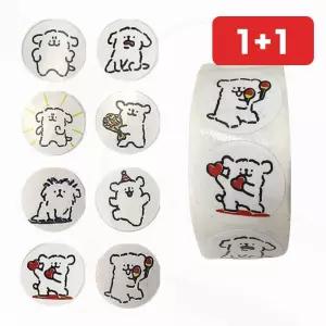 강아지 원형 캐릭터 다꾸 노트 다이어리 데코 스티커