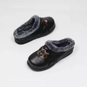 /베리콕 국산 고양이자수 털안감 겨울슬리퍼 여자실내화