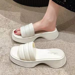 여성 통굽 뮬 블로퍼 샌들 슬리퍼 WFGS3XK