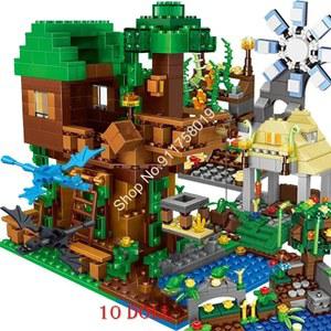 핫토이즈 마이 월드 브릭 세트 마인 파인 마인크래프트 마운틴 케이브 폭포 마을 정글 나무집 피규어 시티 브릭 장난감