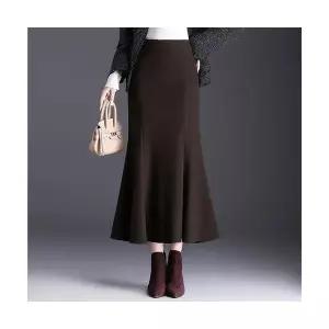 여성 출근룩 정장 스커트 모직 머메이드 추동 중기장 힙밴드 캐시미어 롱 스포M4