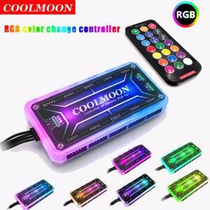 COOLMOON ARGB 컨트롤러 냉각 선풍기 스마트 리모컨 PC 전자 케이스 섀시 사일런트 허브 12V 5A 6 핀