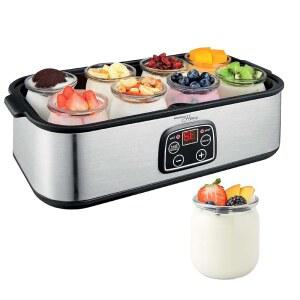 요리사 시리즈 마그나복스 홈, 시간과 온도 조절이 가능한 궁극의 프로바이오틱스 요거트 메이커 - 8개의 유리 병으로 수조 개의 살아있는 만들기 그릭