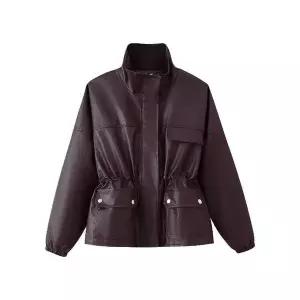 엘럽 여성용 가죽 자켓 추동 차이나 포켓 숏 코트 박템4