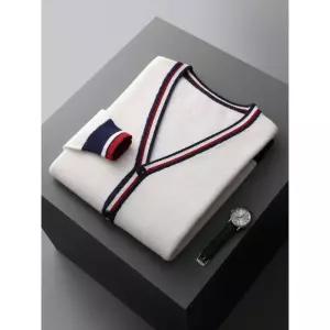 남성패션 브이넥 니트 추동 100% 울 가디건 톤 스웨터 코트 루즈핏 영 상의 빅사이즈 아우터 DL4