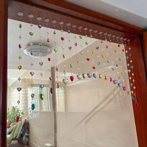 알펜굴렌 크리스탈 하트 비즈 커튼, 20줄 걸이식 방 칸막이, 집, 레스토랑, 침실 장식용 투명 비즈가 있는 다양한 색상의 아크릴 도어 커튼