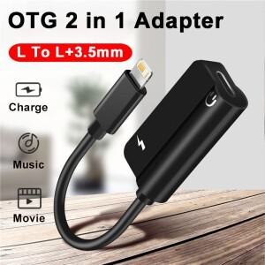 2in 1 AUX 오디오 잭 3.5mm 및 10W 충전기 헤드폰 분배기 어댑터(iphone 호환 14 13 12 11 XS XR SE 7 8 Pr