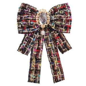 여성용 프리타이 보크노트 보우 브로치 라인스톤 넥 타이 핀 패션 칼라 의류 액세서리