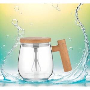 [미국배송] 뚜껑과 손잡이가 있는 셀프 교반 커피 머그잔 유리 고속 믹싱 컵 사무실 가정 여행용 차 우유 코코아 단백질 파우더를 섞을 수 자동 컵(USB 코드 포함)