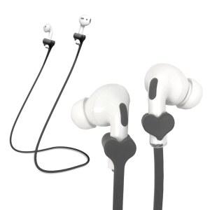 [미국배송] 에어팟용 클라이올 마그네틱 분실 방지 스트랩 에어팟 4 및 프로 프로2 1/2 보스 JBL 비트와 호환되는 소프트 실리콘 스포츠 랜야드 2개(블랙)