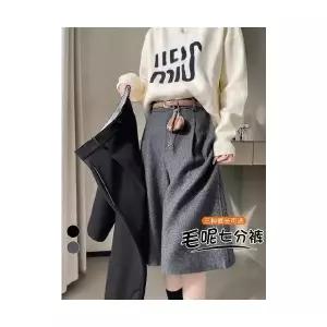 여성 바지 추동 9부 기모 도톰 와이드 7부 블레이저 OP4