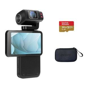 ordro m3 휴대용 블로그 카메라, 5k 포켓 3.5인치 플립 가능한 터치 스크린, 3250mah 대용량 배터리, ir 야간 시야 기능 + 64g 메모리 카드