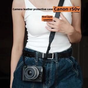 Canon R50V호환  새 수제  가죽 카메라 케이스 베이스 파우치가 포함 보호 어깨 끈 악세사리