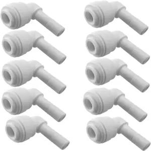 퓨어섹 수도관 스템 엘보우 커넥터 - 1/4인치 튜브용 90도 푸시 역삼투압 시스템용 플라스틱 퀵 피팅