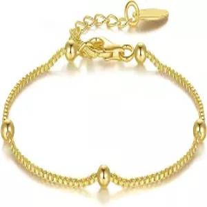 여성 AOZELAN 14K 골드 팔찌 조절가능 볼 스테이션 체인 스태커블 남성 보석 6.5-9인치 연장 포함