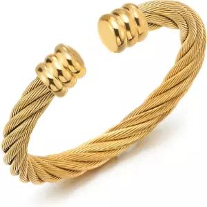 쿨스틸랜드 비욘드 대형 탄성 조절 스틸 트위스트 와이어 커프 뱅글 브레이슬릿 남성