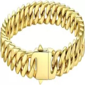 베스타일 두꺼운 남성 쿠바 링크 체인 팔찌 내구성이 뛰어난 리얼 18K 골드/블랙 메탈 도금 솔리드