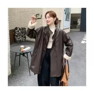 엘럽 여자 가죽 자켓 차이나 기모 도톰한 코트 겨울 슬림핏 일체파 원템4