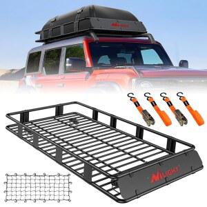 NILIGHT 84 250LBS 바구니 수하물 캐리어 포함 트럭 루프탑 차량용 스트랩 중량 카고 39 네트 홀더 SUV 래칫 루프랙 용량의 대형 화물 범용