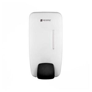 산 자마르 타임리스 수동 액체/로션 비누 및 소독제 디스펜서, 흰색, 범용 벌크 시야 창이 있는 힌지 커버