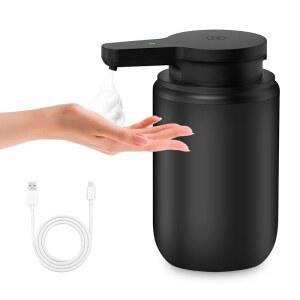 욕실 주방 싱크대 호텔 레스토랑용 적외선 센서가 장착된 마미들 자동 비누 디스펜서 발포 터치리스 10.14온스/300ml 폼 손 (블랙)