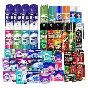 해피홈/홈키파/홈매트/컴배트 모기퇴치제 전자모기향 리퀴드 매트 바퀴 개미 에어졸 베이트 젤 - 종류