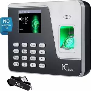 NGTeco 지문 및 PIN 생체 인식 시간 시계 중소기업 직원을 위한 독립형 펀치 머신 WiFi/소프트웨어 필요