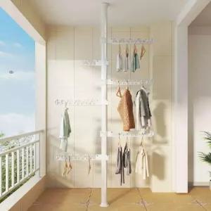 무타공 빨래 건조대 기둥식 높이조절 압축봉 말리기 이불 중간 옷걸이