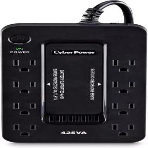 CyberPower ST425 대기 UPS 배터리 백업 및 서지 보호기 425VA /260W 8개 콘센트 소형 UL 인증 획득