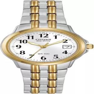 시티즌 여성용 에코 드라이브 드레스 클래식 투톤 골드 스테인리스 스틸 시계 읽기 쉬운 흰색 다이얼