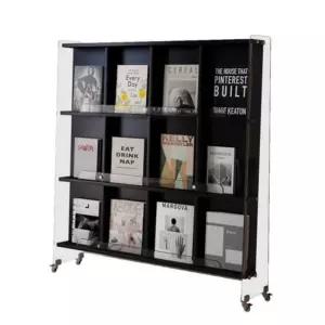 블랙 우드 매거진랙 수납장 잡지꽂이 팜플렛 이동식