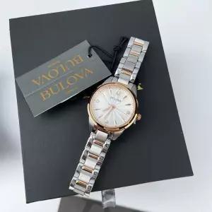Bulova New 98P200 Lady Sutton 화이트/장미 골드 다이아몬드 쿼츠 여성 시계 [세금포함] [정품] 28MM 명품