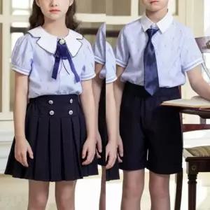 물결패턴 라이트블루 반팔 하복세트 교복 단복 합창단