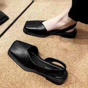 [하프클럽/]여성 스퀘어 뮬슬리퍼 사무실 밴딩 플랫슈즈 데일리