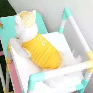 반려동물패션 티셔츠 모자 옐로우 강아지커플룩 시츄옷 댕댕이옷
