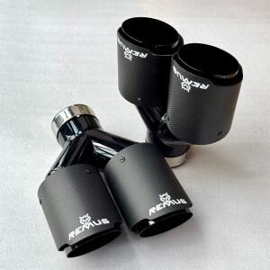 Remus 2Pcs Y 파이프 듀얼 자동차 배기 팁 무광택 유광 카본 블랙 스테인레스 이중 출구 노즐 머플러 테일