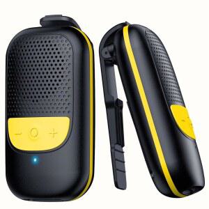 [미국배송] 템단 웨어러블 블루투스 스피커 핸즈프리 음악과 통화를 위한 마이크가 내장된 클립온 휴대용 최대 10시간 배터리 수명 여성/남성용 미니 야외 방수 스피커 선물 - 블랙