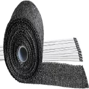 호환 배기 열 랩 2인치 x 165피트 블랙 헤더 10개의 스테인리스 잠금 타이 오토바이 파이프용 유리섬유