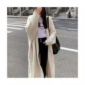 여성 스타일 롱 가디건 가을 겨울 보들보들 니트 카디건 상의 하프 꽈배기 스웨터 스포M4