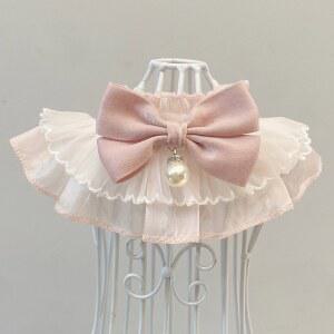 강아지 스카프 고양이 케이프 공주 귀여운 프릴 턱받이 리본 카라 레이스 목걸이