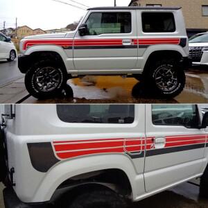 스즈키 짐니 2021 웨이스트 라인 스티커 그래픽 스트라이프 튜닝 블랙 레드 비닐 데칼 악세사리 장식