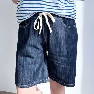 [제이프로젝]허리밴딩 린넨 청 반바지 국산 데님 편한 여름 바지 여성반바지 여름여성바지 여자편한바지 여