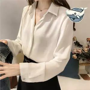 봄가을 오피스룩 섬세한 실크 블라우스 우아한 린넨 프릴 쉬폰