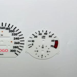 메르세데스 벤츠 가솔린 W126 S 클래스 계기판 오버레이 게이지 페이스 7000RPM 속도계 다이얼