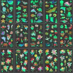 [모두모아]야광 타투스티커 문신 헤나 페이스페인팅 마스크데코 공룡스티커 인어공주