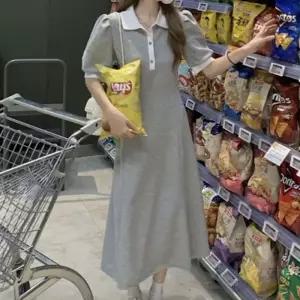 퍼프 하객원피스 플라워원피스 쉬폰원피스 여름하객룩 카라원피스 배색