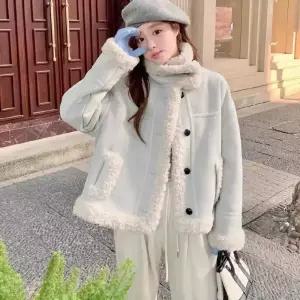 여자재킷 가죽 털 일체형 코트 겨울 싱글 차이나 넥 워머 원템4