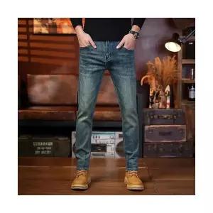 보니따스 남성 배기핏 바지 팬츠 프리미엄 9부 청 다크블루 가을 겨울 8부 9부 바지 스판 긴 ADOR4